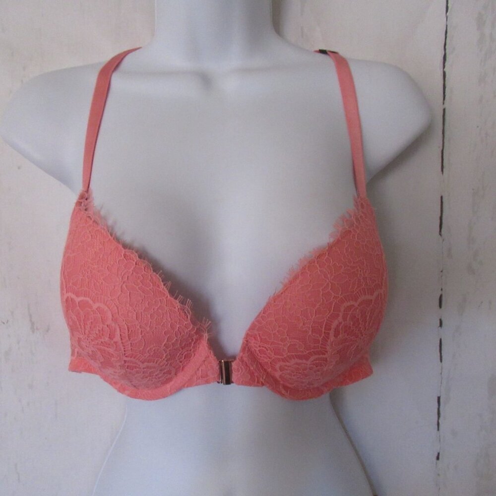 New Victorias Secret‎ Bra 34D Pink Lace Push Up Front Closure Underwire